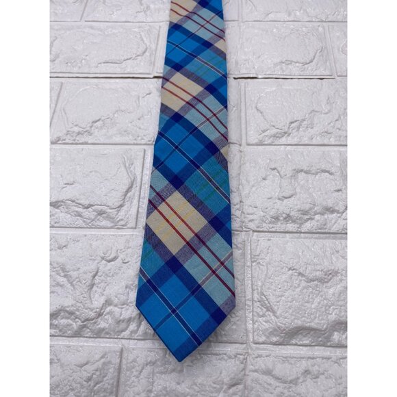 Skinny Tie Madness Mens Blue Plaid Cotton Necktie Counting Crowbars SKM2035 - Picture 10 of 10